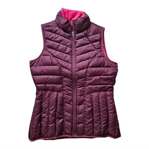ATHLETA Down Quilted Vest - Burgundy and Pink